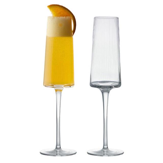 Anton Studio Designs Clear Glass Empire Flutes, 250ml, 2 per Pack