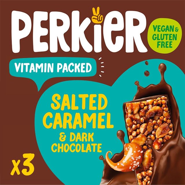 Perkier Salted Caramel & Dark Chocolate Vitamin Bars, 3 x 37g