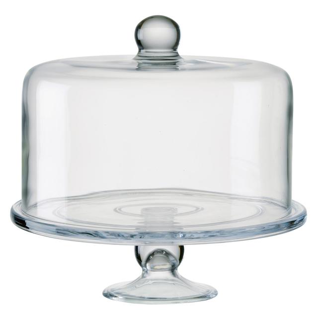 Artland Clear Glass Cakestand With Straight Sided Dome, 28x27cm