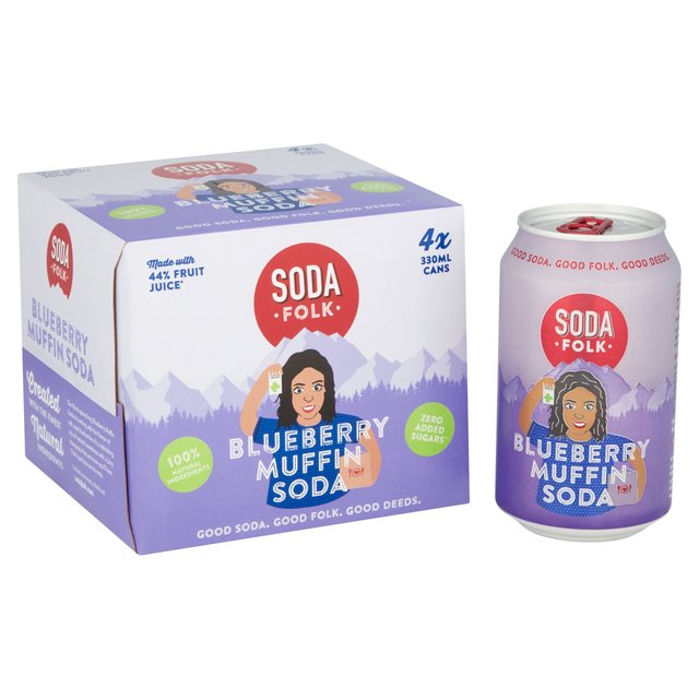 Soda Folk Gluten Free Blueberry Muffin Sodas, 4x330ml, 330ml, 4 x 330ml