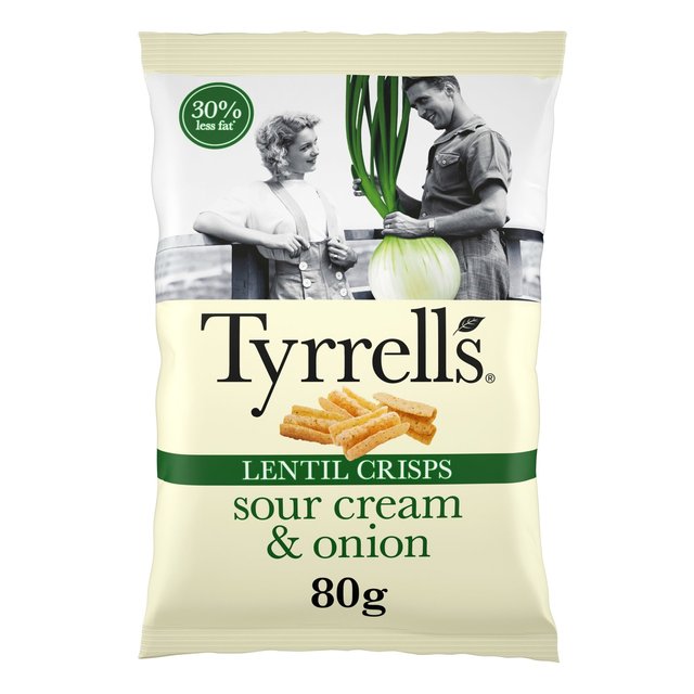 Tyrrells Lentil Sharing Crisps Sour Cream & Onion, 80g