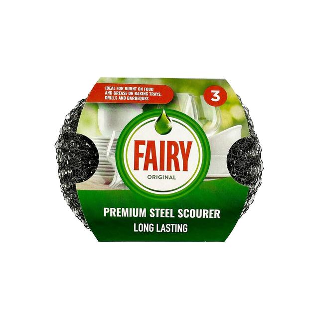 Fairy Original Premium Steel Wool Scourers, 3 Per Pack