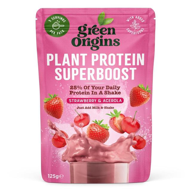 Green Origins Superboost Strawberry & Acerola Plant Protein Powder, 125g