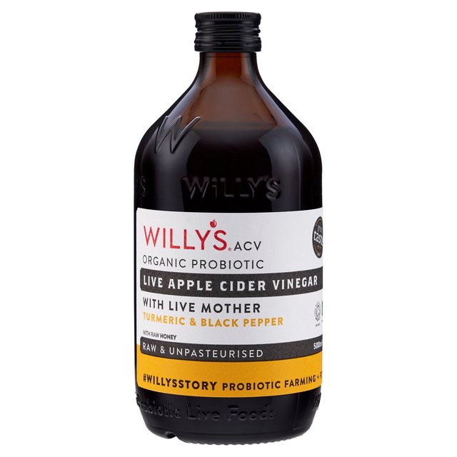 Willy’s Gluten Free Organic Live ACV - Honey, Turmeric, Black Pepper & ’The Mother’ Vinegar, 500ml