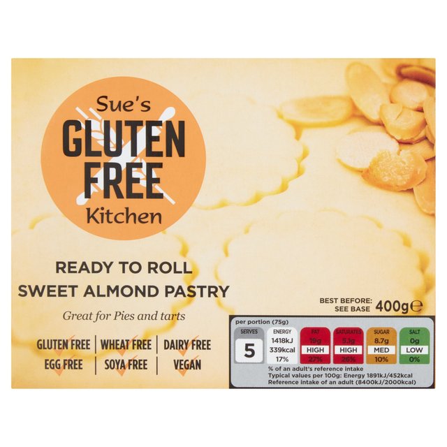 Sue’s Gluten Free Kitchen Ready to Roll Sweet Almond Pastry, 400g