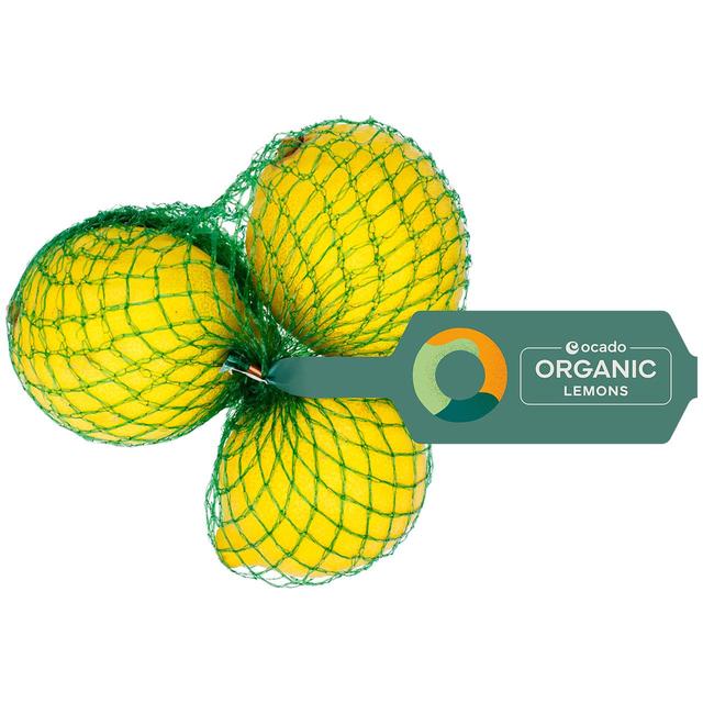 Ocado Organic Unwaxed Lemons, One Size, 3 Per Pack