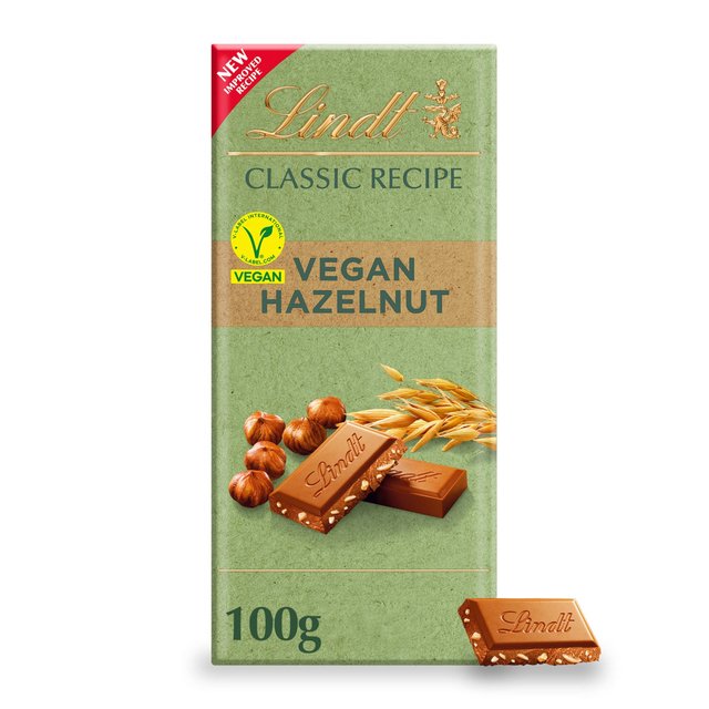 Lindt Classic Recipe Vegan Hazelnut Chocolate Bar, 100g