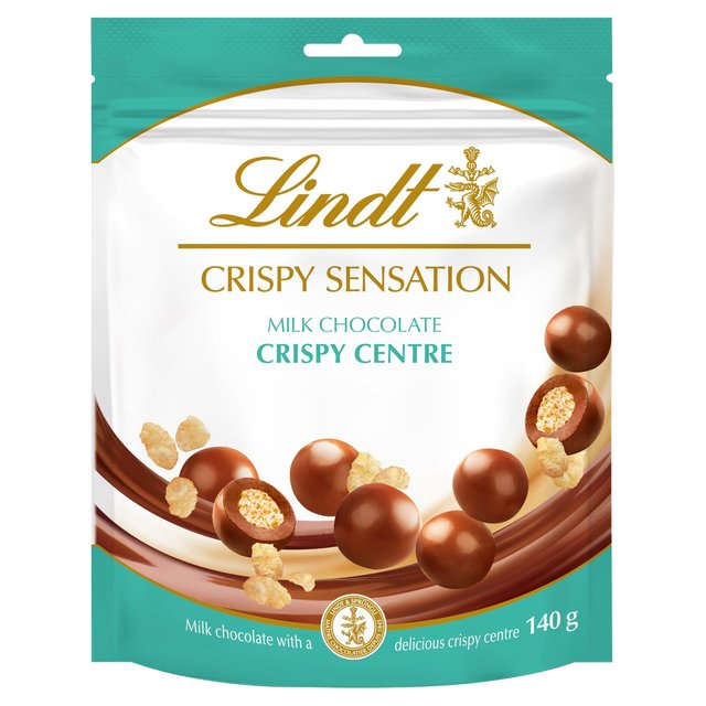 Lindt Crispy Sensation Milk Chocolate With Biscuit Centre Pouch, 140g