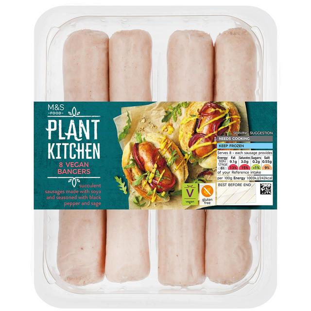M & S Gluten Free 8 Vegan Plant Sausages Frozen, 400g