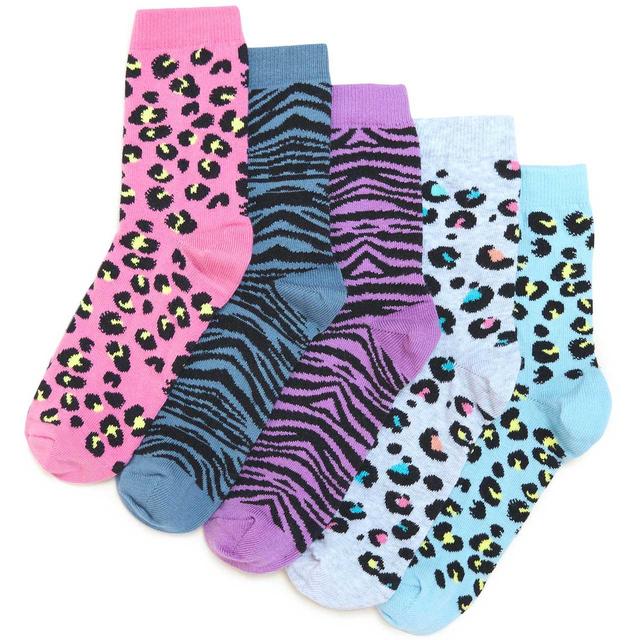M & S Pink, Blue and Purple Cotton Animal Socks, Size 12-3