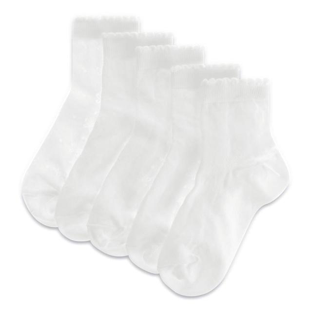 M & S White Cotton Butterfly Socks, Size 6-8