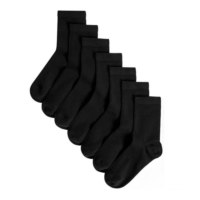 M & S Black Cotton Ankle School Socks, Size 6-8, 2-3 Years