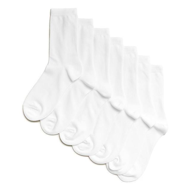 M & S White Cotton Ankle School Socks, Size 6-8