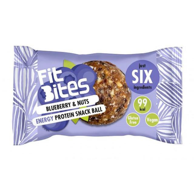 Fitbites Gluten Free Blueberries + Nuts Energy Protein Snack Ball, 30g