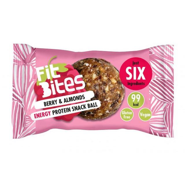 Fitbites Gluten Free Berries + Almonds Energy Protein Snack Ball, 30g
