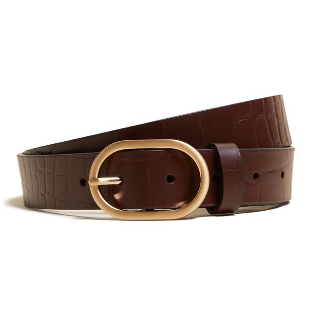 M & S Womens Leather Core Jeans Belt, S Chocolate