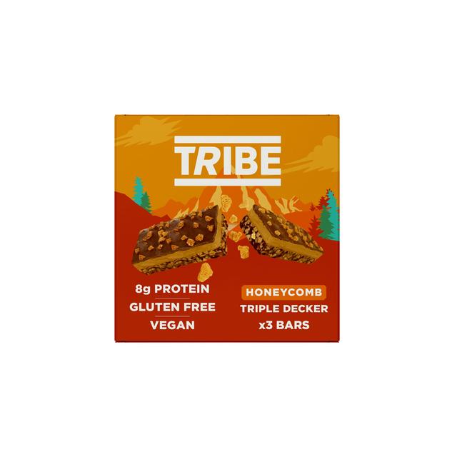 Tribe Triple Decker Vegan Honeycomb Vegan, Gluten & Dairy Free Bar, 3 x 40g