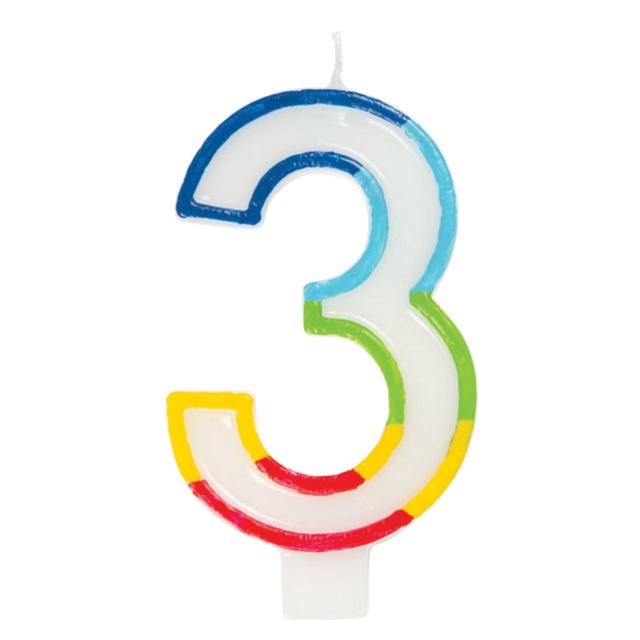 Rainbow Number 3 Birthday Candle