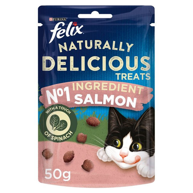 Felix Naturally Delicious Cat Treats Salmon and Spinach, 50g