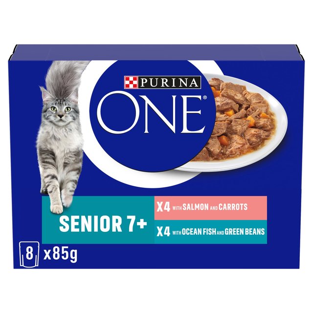 Purina ONE Senior 7+ Salmon & Ocean Fish Wet Cat Food, 8 x 85g