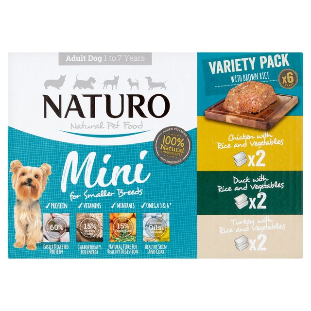 Naturo Adult Mini Dog With Rice Variety Pack, 6x150g, 6 x 150g