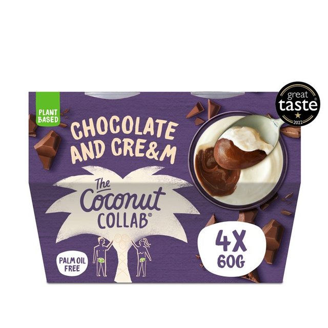 The Coconut Collaborative Gluten Free Chocolate & Cream Dairy Dessert, 4 x 60g