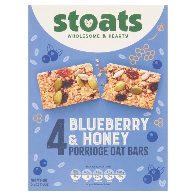 Stoats Blueberry & Honey Porridge Oat Bars, 4x42g