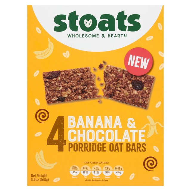 Stoats Banana & Chocolate Porridge Oat Bars, 4x42g