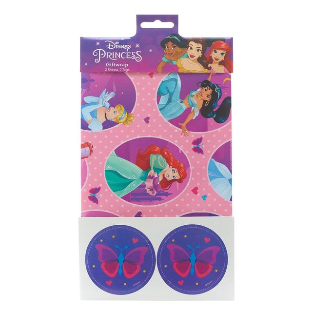 UK Greetings Disney Princess Gift Wrap Sheets & Tags, 2 per Pack