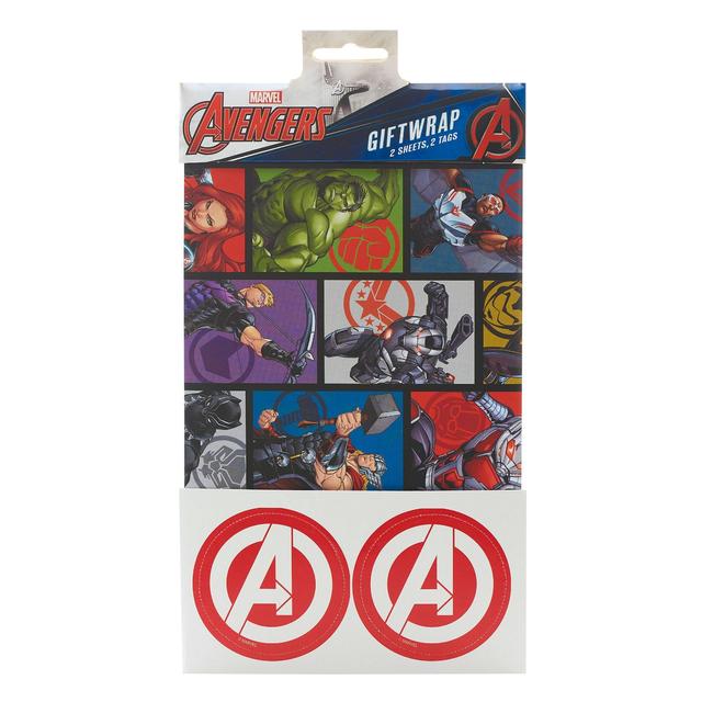 UK Greetings Marvel Avengers Gift Wrap Sheets & Tags, 2 per Pack