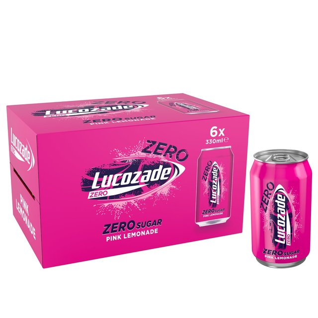 Lucozade Zero Pink Lemonade, 330ml, 6 x 330ml