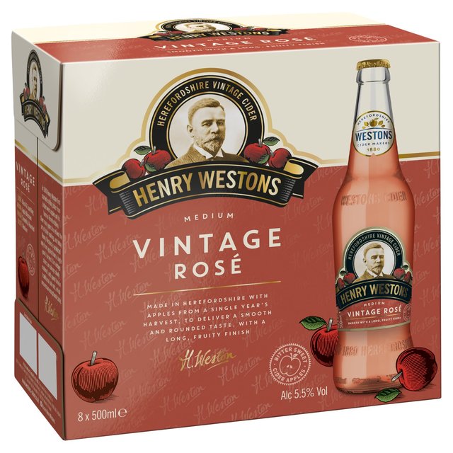 Henry Westons Vintage Rose Cider, 8 x 500ml