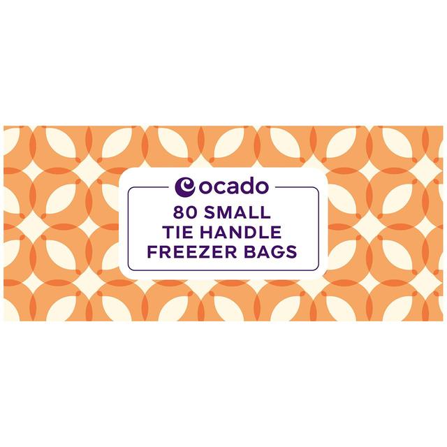 Ocado Orange and White Tie Handle Freezer Bags, Small, 80 Per Pack