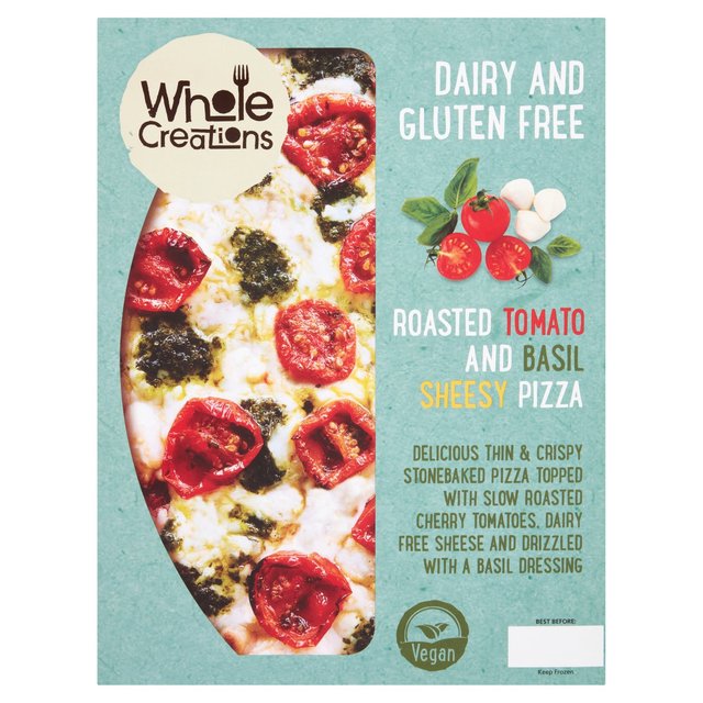 Wholecreations Vegan Dairy And Gluten Free Roasted Tomato & Basil Sheesy Pizza, 275g