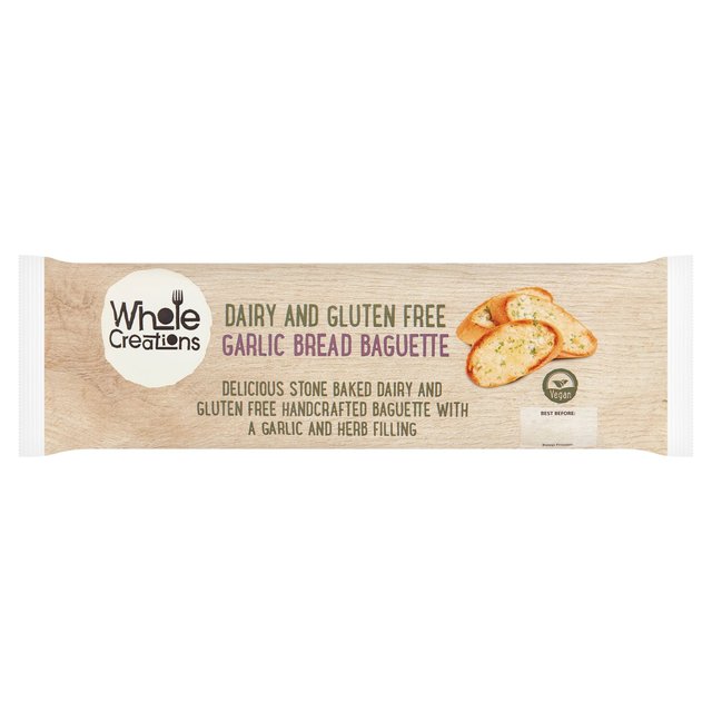 Wholecreations Vegan Gluten Free Garlic Bread Baguette, 190g