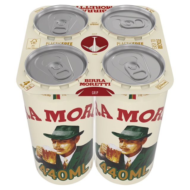 Birra Moretti Lager Beer Cans, 4 x 440ml