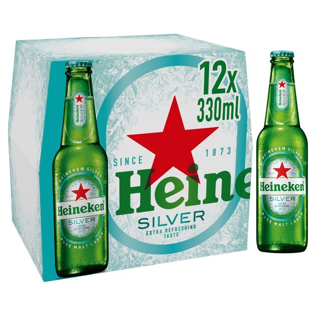 Heineken Silver Lager Beer Bottles, 12 x 330ml