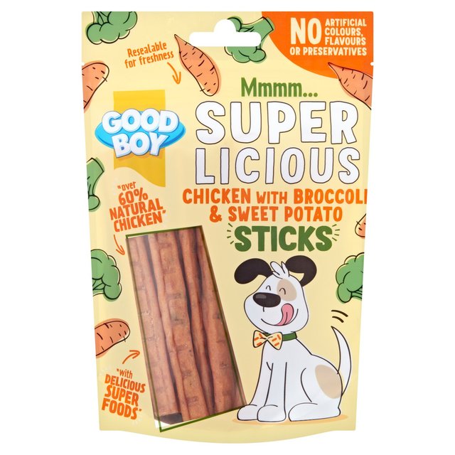Good Boy Superlicious Chicken, Broccoli & Sweet Potato Stick Dog Treats, 100g