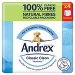 Andrex Classic Clean Washlets Flushable Toilet Wipes Quad Pack