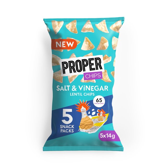 Properchips Gluten Free Salt & Vinegar Lentil Tortilla Chip Multipack, 5x14g