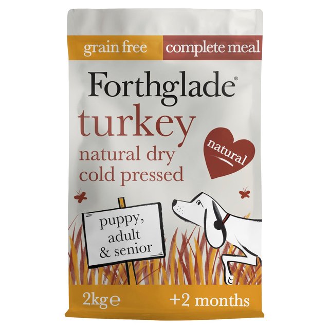 Forthglade Natural Grain Free Turkey Cold Pressed Dry Dog Food, 2kg