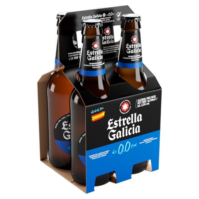 Estrella Galicia Premium Spanish Lager 0.0%, 4 x 330ml