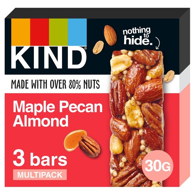 Kind Maple Pecan Almond Snack Bars Multipack, 3 x 30g