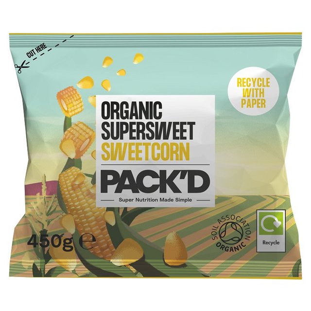 PACK’D Organic Super Sweet Sweetcorn, 450g