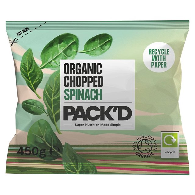 PACK’D Organic Chopped Spinach, 450g