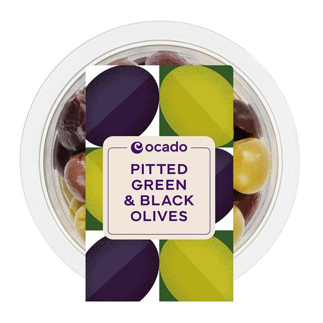 Ocado Green and Black Pitted & Olives, 120g