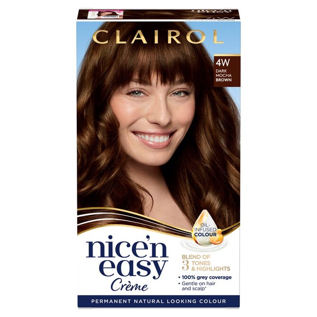 Clairol Long-Lasting 4W Dark Mocha Brown Nice’N Easy Creme Permanent Hair Dye, One Size
