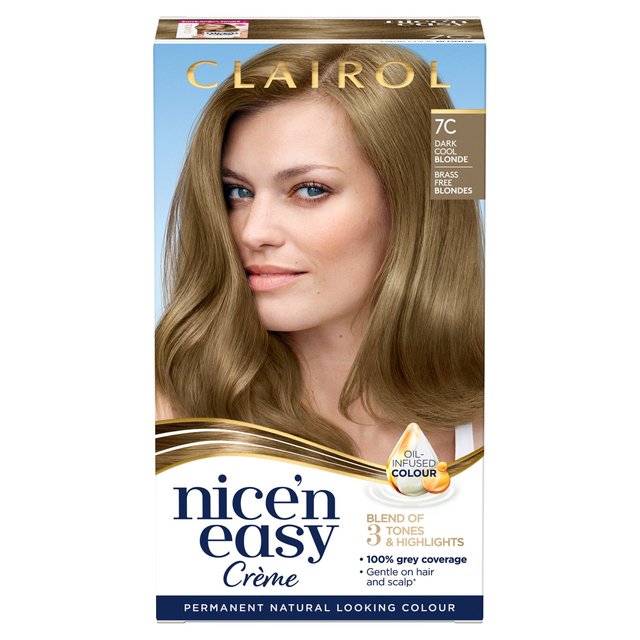 Clairol Long-Lasting 7C Dark Cool Blonde Nice’N Easy Creme Permanent Hair Dye, One Size