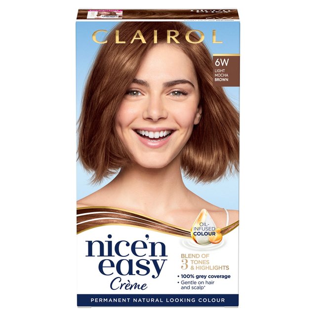 Clairol Long-Lasting 6W Light Mocha Brown Nice’N Easy Creme Permanent Hair Dye, One Size
