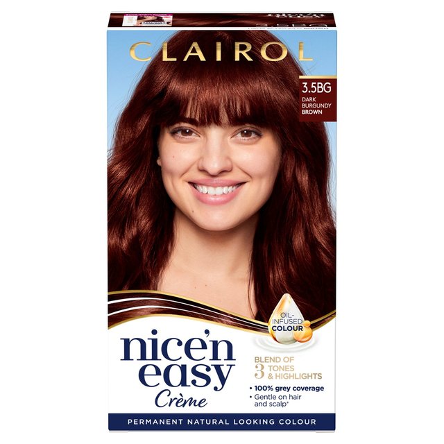 Clairol Long-Lasting 3.5Bg Dark Burgundy Brown Nice’N Easy Creme Permanent Hair Dye, One Size